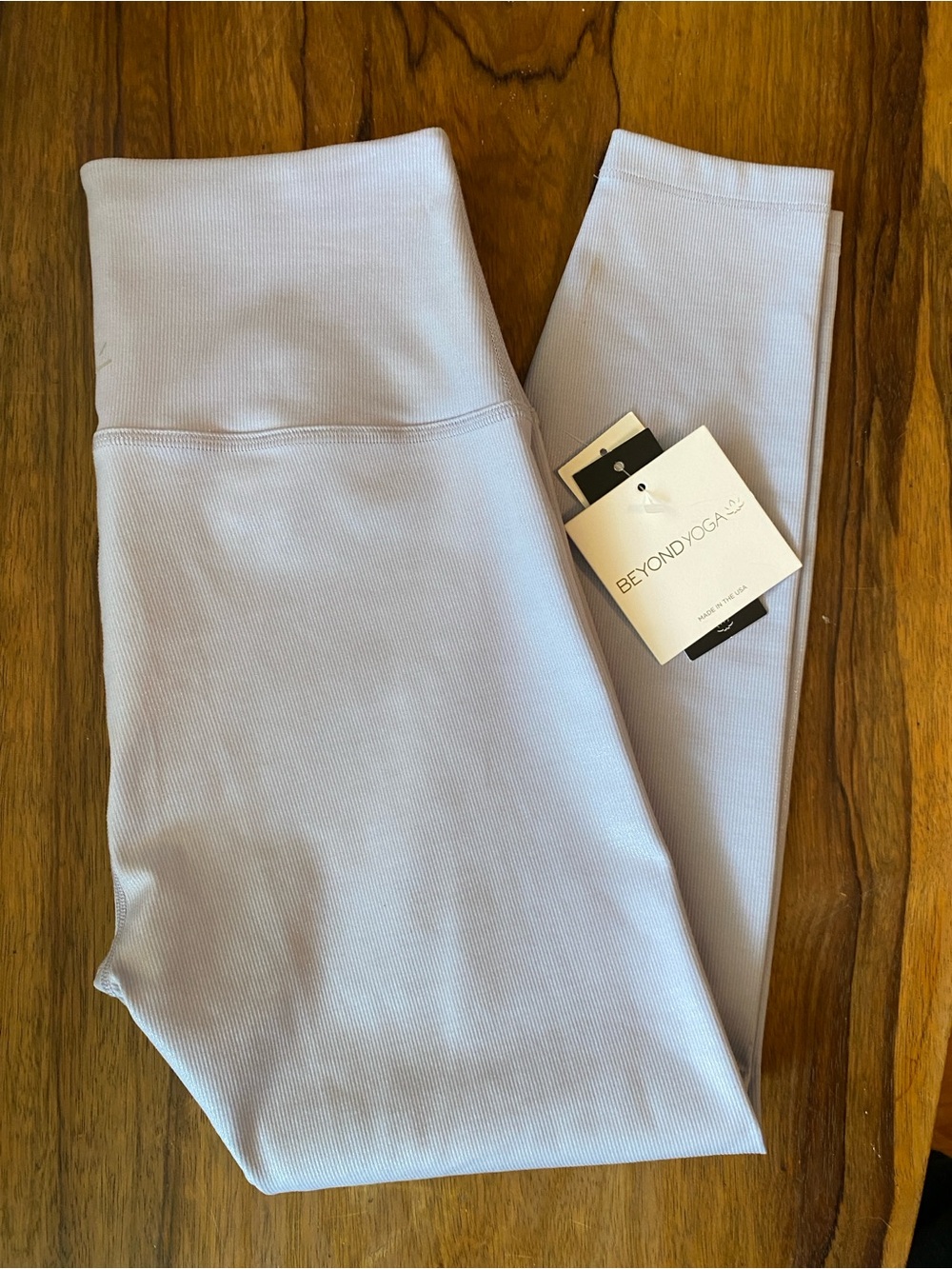 Beyond Yoga Ribbed High-Waist Blue Frost Shine Leggings Large